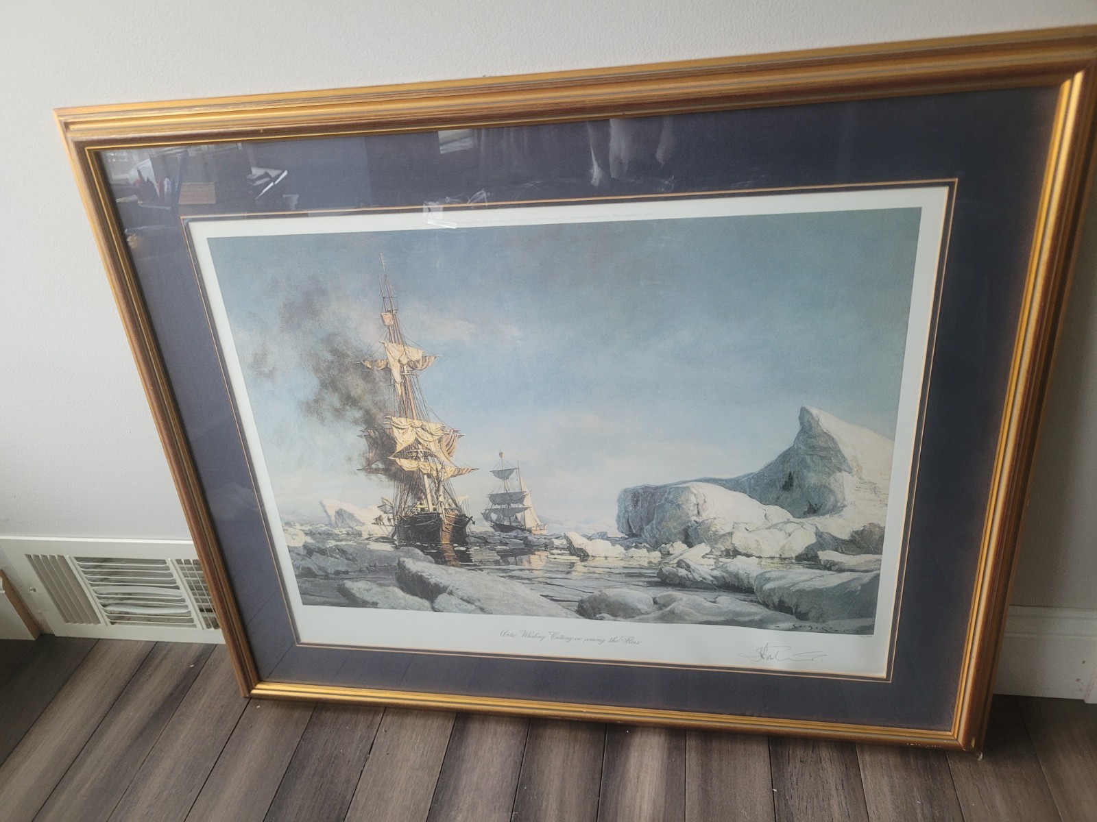JOHN STOBART PRINT: ARCTIC WHALING: Cutting In Among The Floes: 715/750