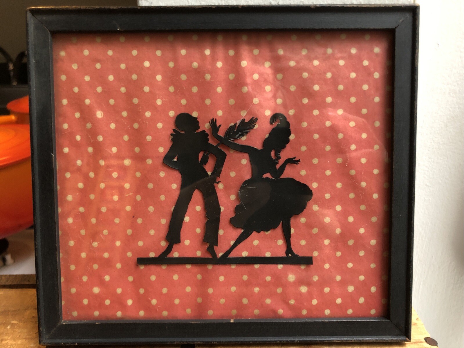Antique Paper Cut Silhouette Courting Couple~The Rejection