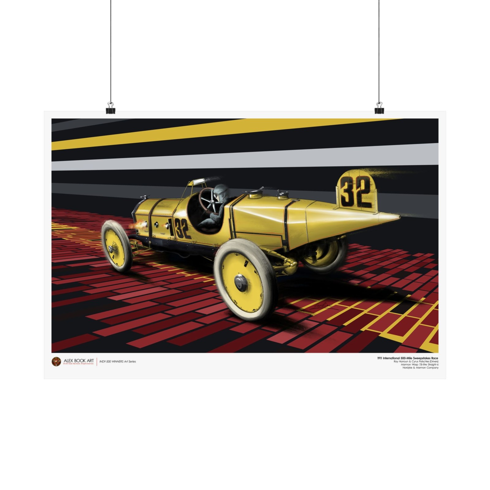 Ray Harroun Marmon Wasp Race Car Fine Art Print 1911 Indianapolis Winner Poster