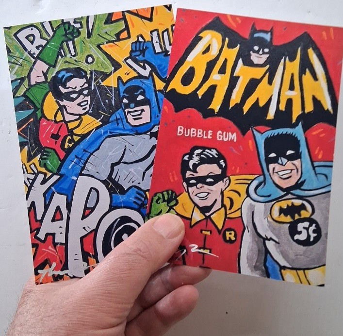 Batman & Robin Batman 66 Limited Ed 2 Hand Signed 4×6 Prints Thayer Art