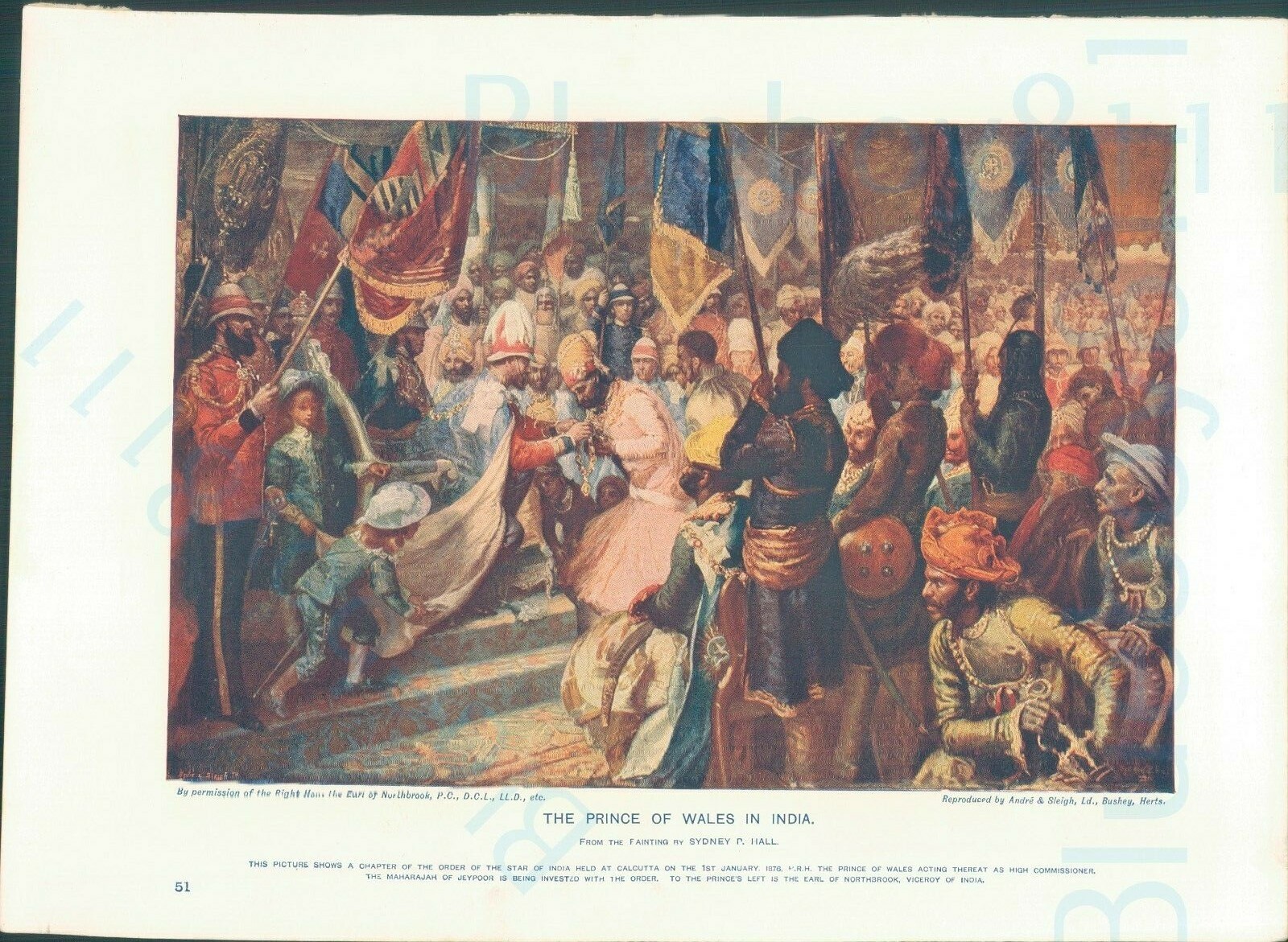 Edwardian Print The Prince of Wales in India Sydney P Hall