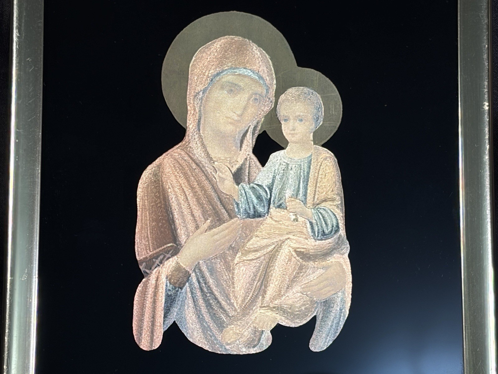 Rare Metal Etching 1982 Madonna & Child 6×6” Marketing Associates Inc England
