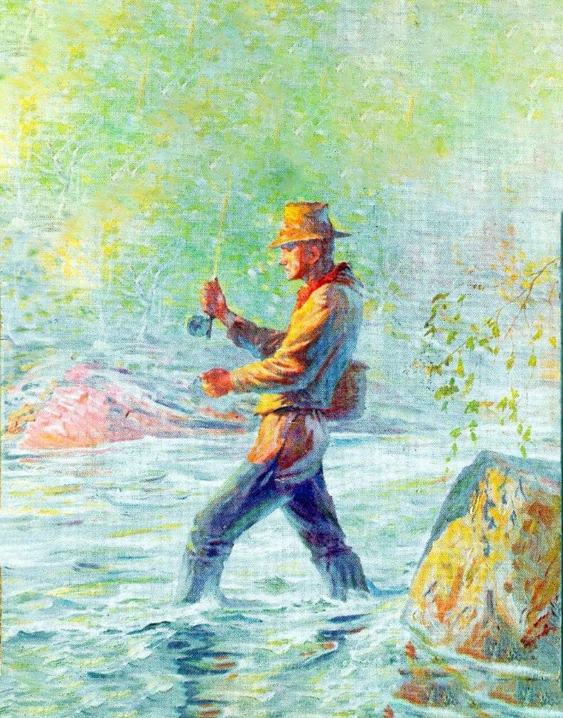 Fly Fishing Fisherman old art