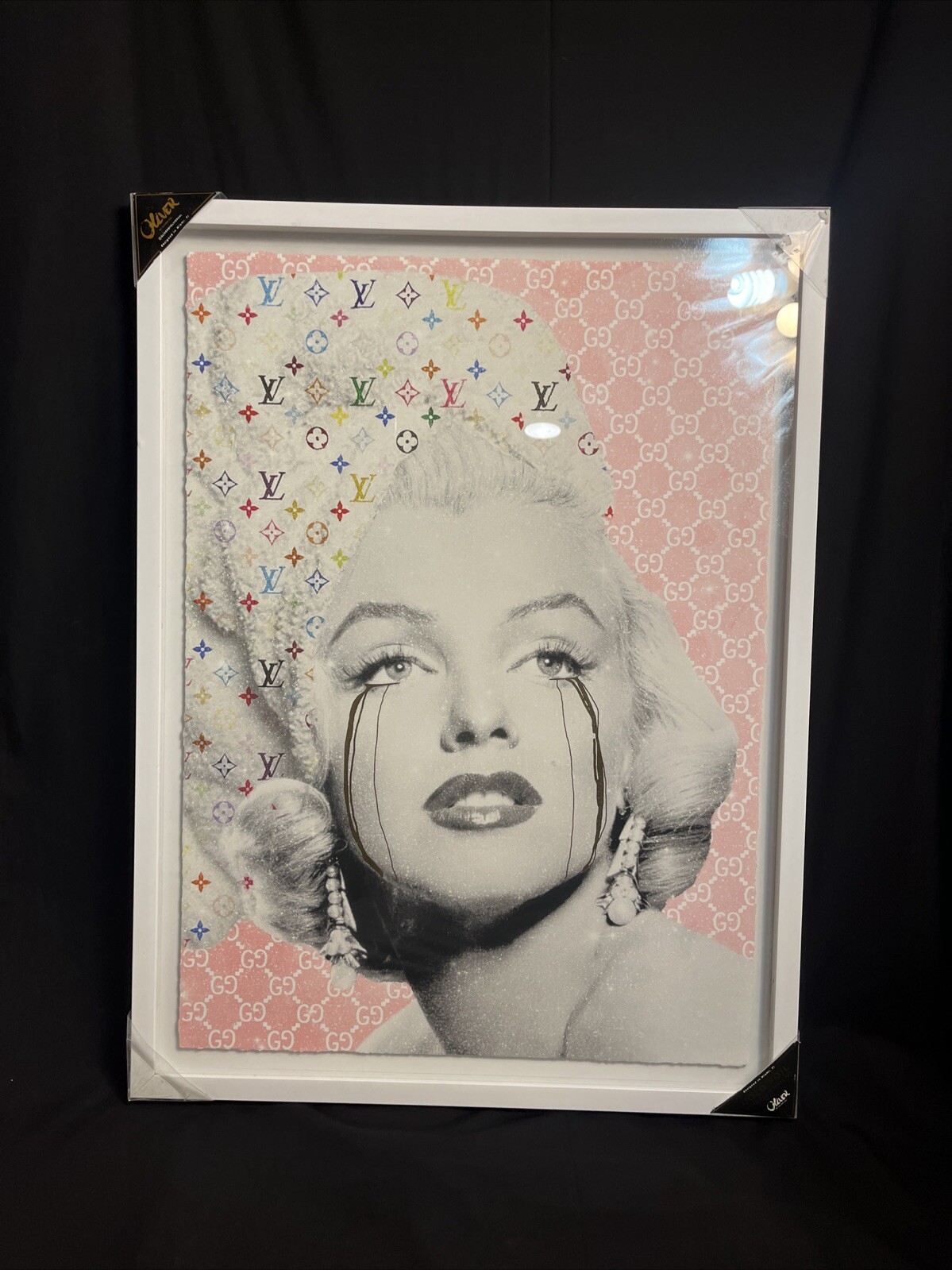 OLIVER GAL Louis Vuitton x Gucci MARILYN MONROE Foil Wall Decor Glass wood Frame