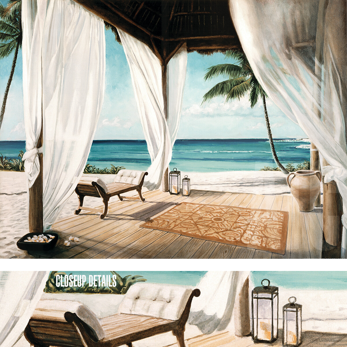 40W”x30H” SEA BREEZE II by JACOB REED – TROPIC BEACH SEASCAPE CHOICES of CANVAS