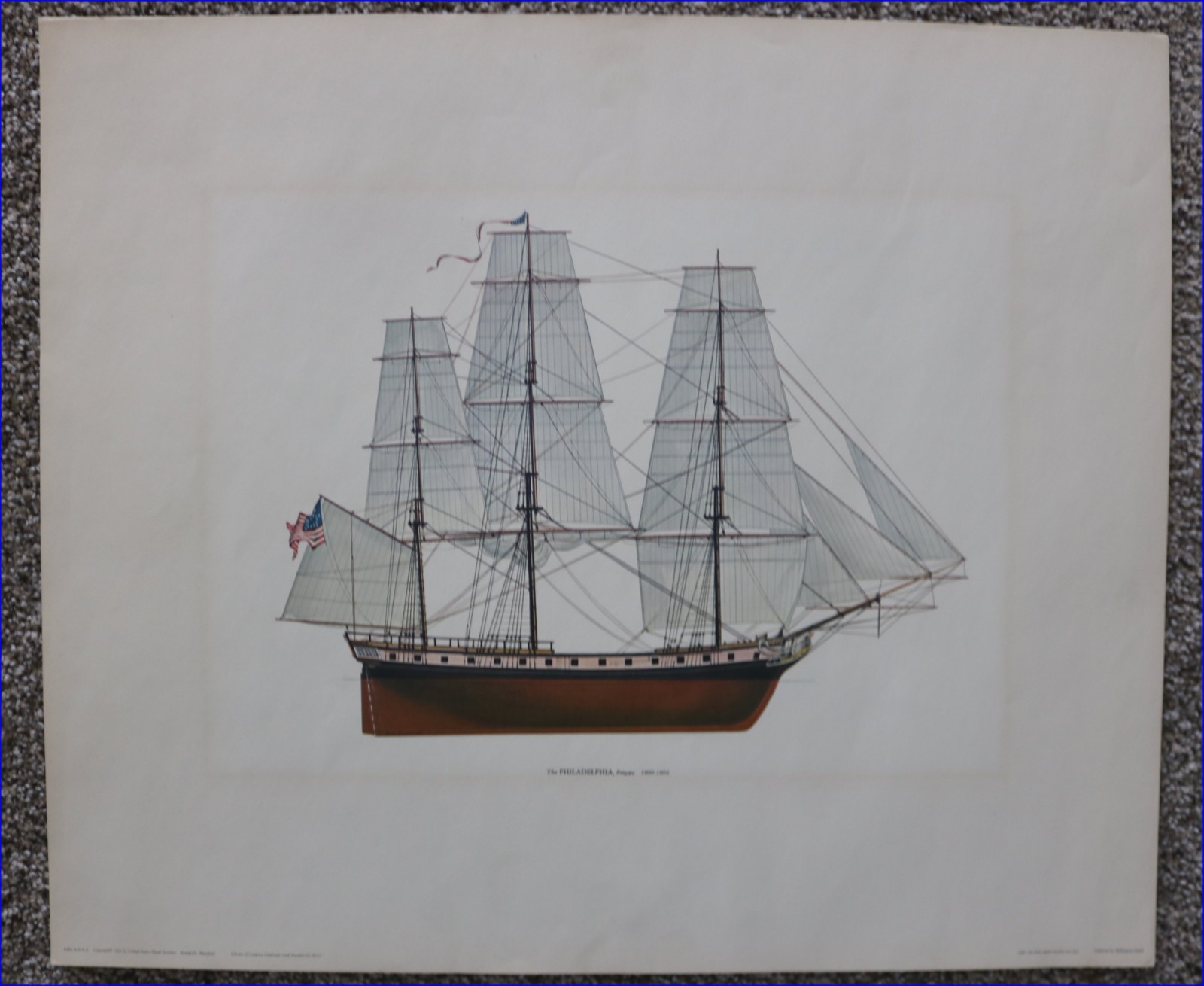 6- 1797 to 1800 LITHOGRAPHS NAVY BATTLE SHIPS UNITED STATES NAVAL INSTITUTE