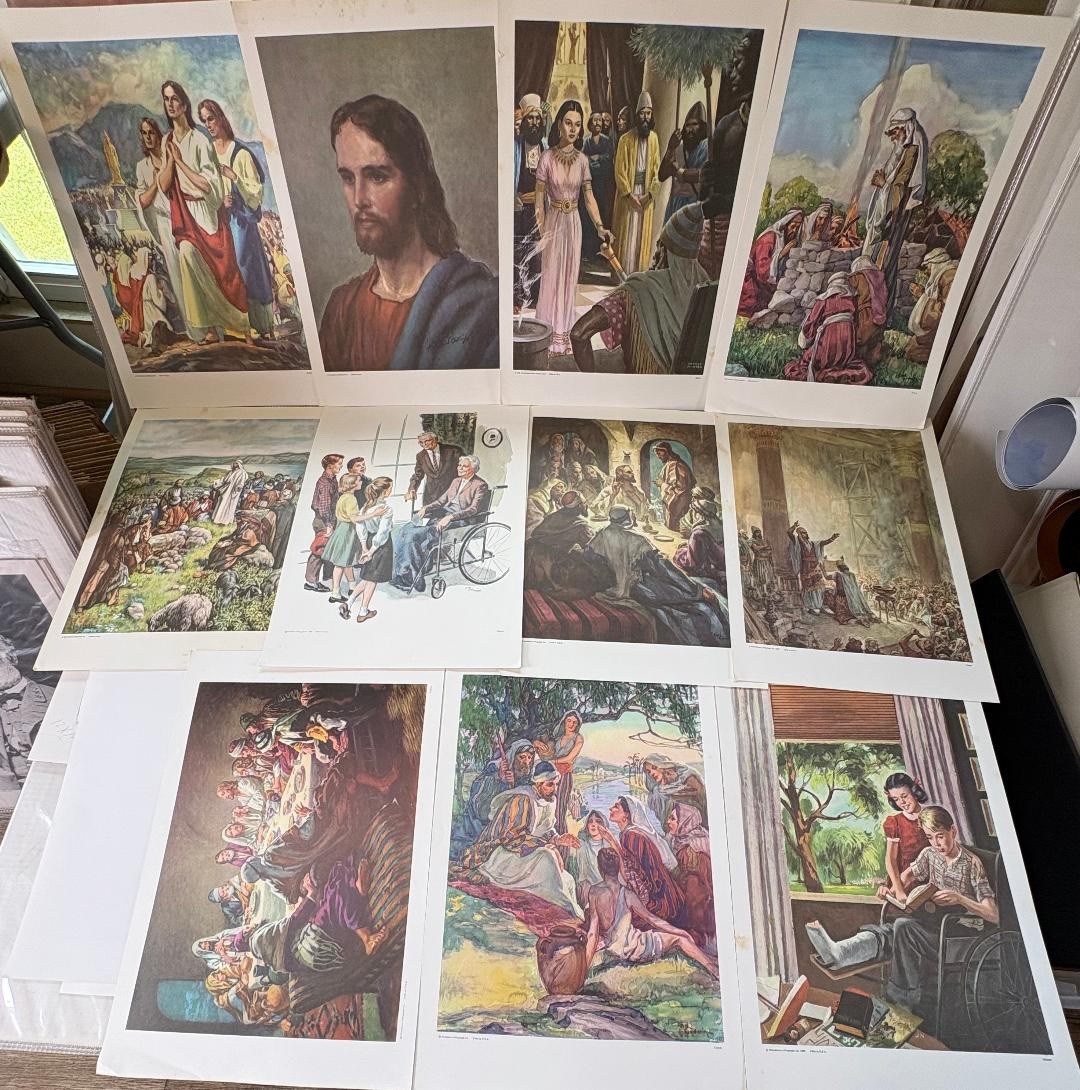 Vintage Lithograph 1960s Beginner Teaching Pictures 60 Prints + 4 books