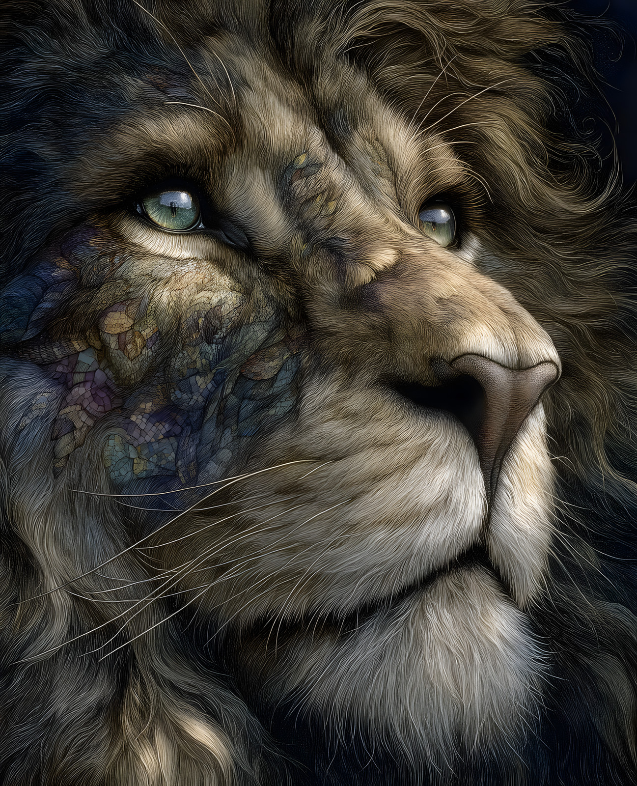 Lion Close-Up with Brown and Dark Taupe Tones Print – 975571394