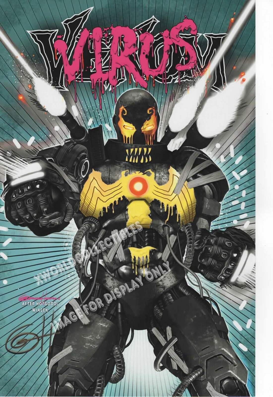 VENOM #25 VIRUS ART PRINT SIGNED ~ GREG HORN 11″x17″