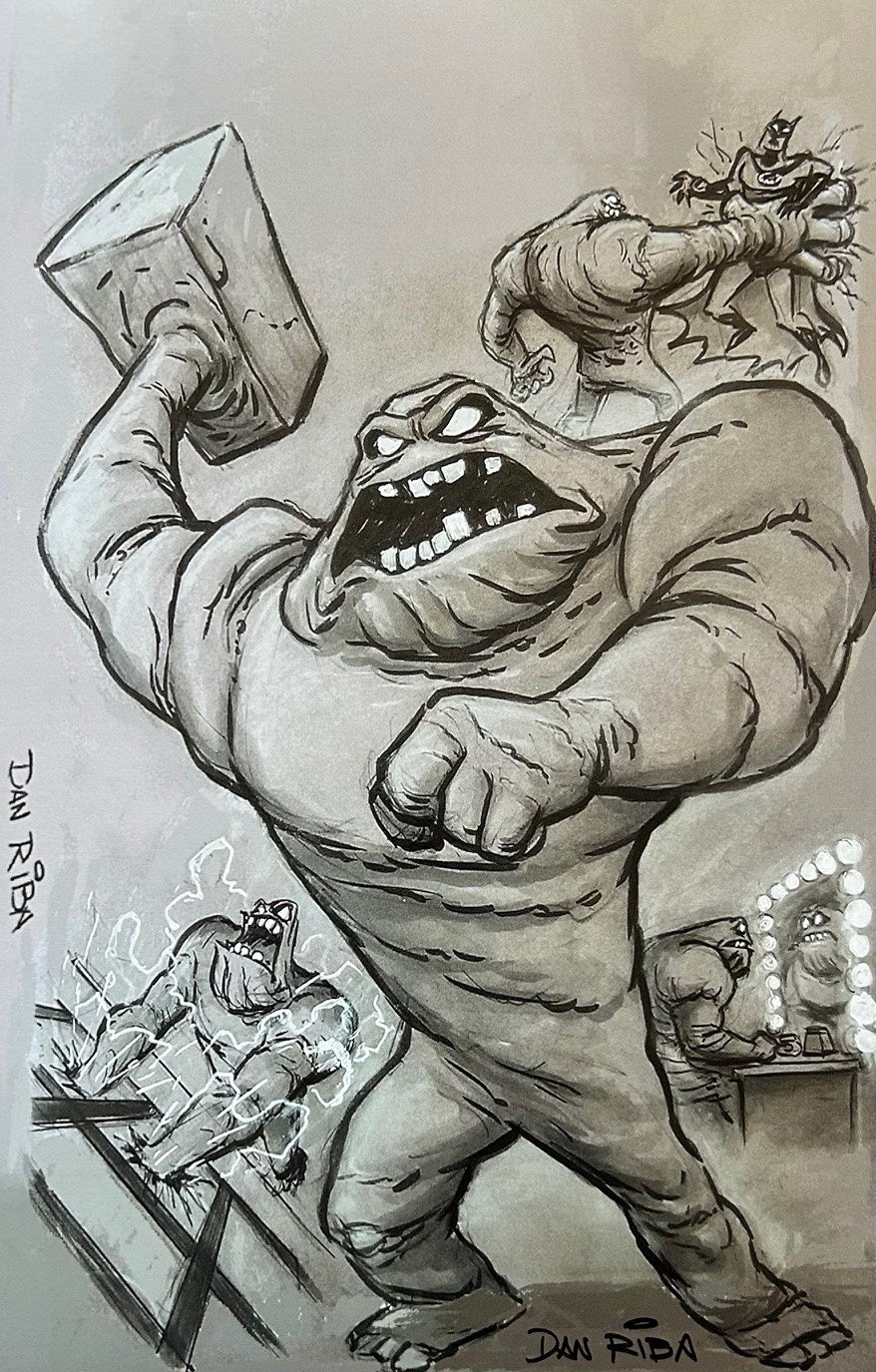 DAN RIBA rare CLAYFACE MONTAGE art print 11×17 SIGNED Commission Last TWO