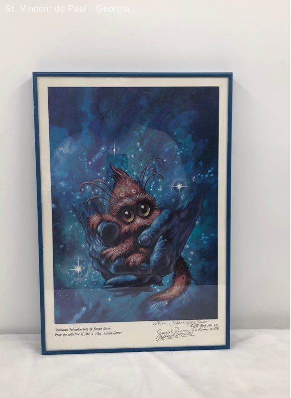 Conscience Interplanetary Joseph Green Signed Kelly Freas Print Signed. Framed