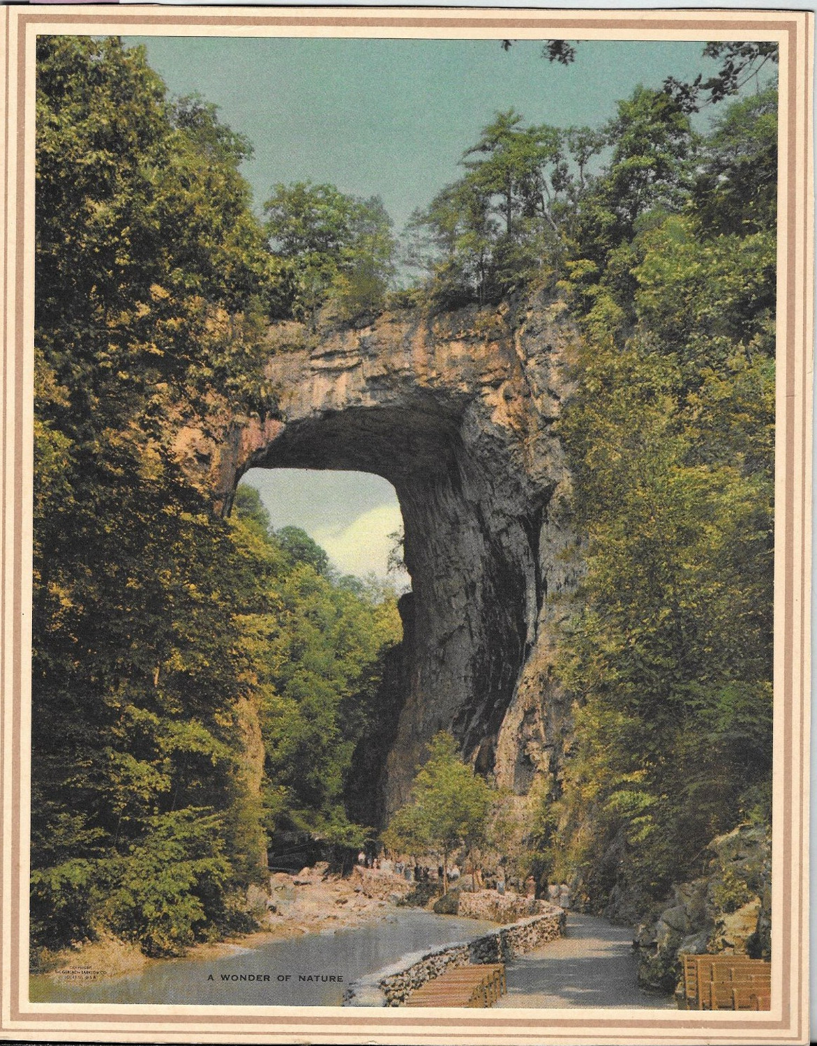 Natural Bridge Virginia, People “A Wonder of Nature” 9.25X7″ Print VTG FREE SHIP