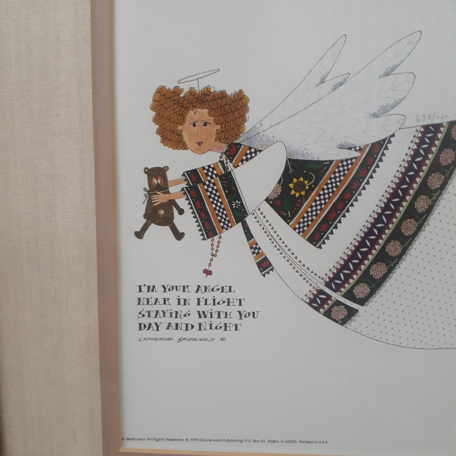 Catherine Grunewald Art Print Framed I’m Your Angel Signed & Numbered Teddy Bear