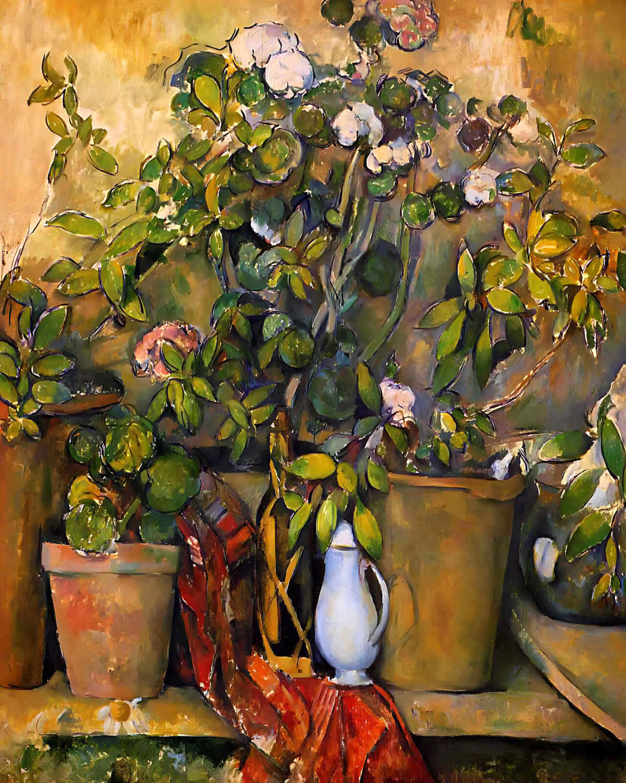 Potted Plants Painting by Paul Cezanne 8×10″ Art Print (Restored Reproduction)