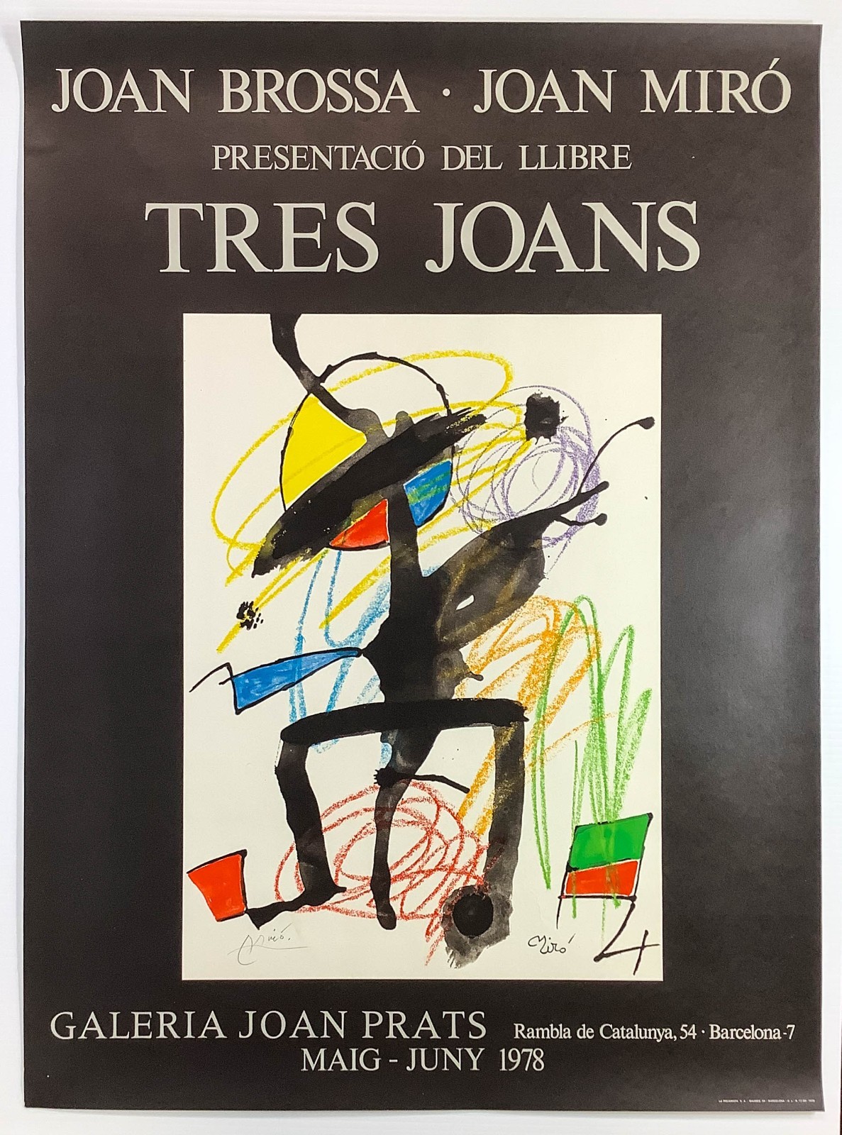 Joan Miro 1978 Exhibition Poster hand signed in pencil 22″x30″, with Certificate