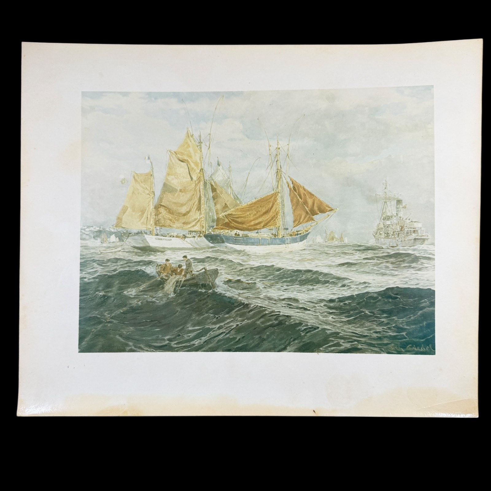 Vintage Sailing Ship Print Seascape Maritime Boats Ocean Scene Wall Art 11×14