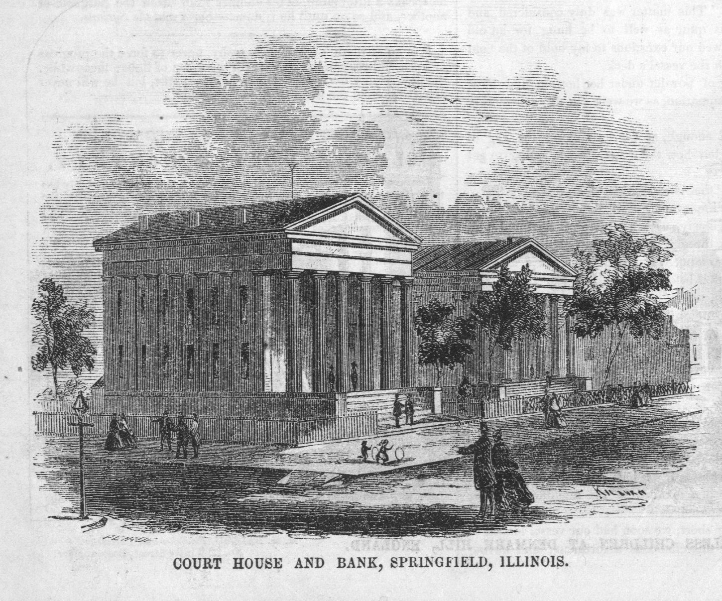 Scenes of Springfield, Illinois – ( 5 Vignettes ) – 1856 Antique Print