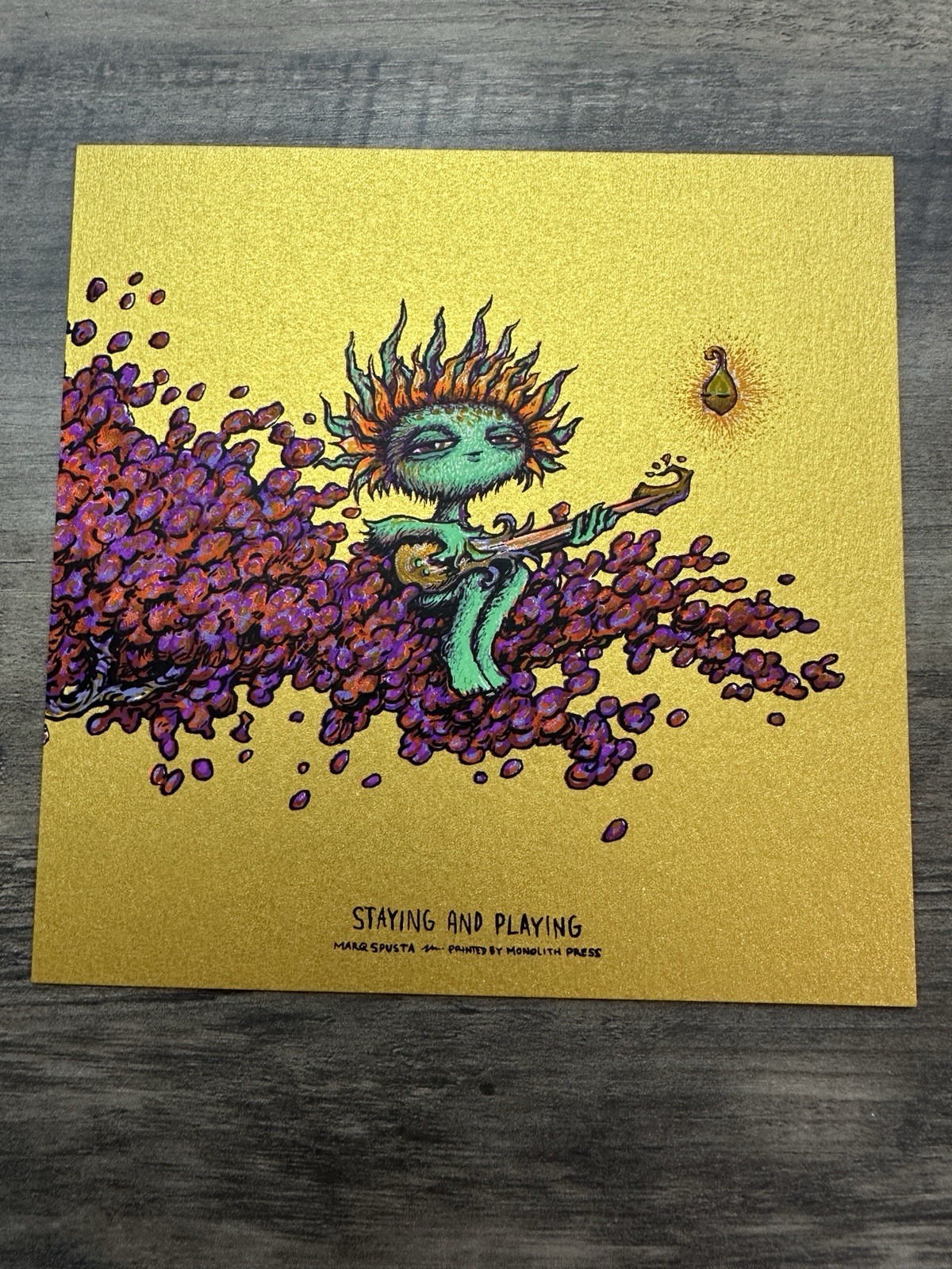 Marq Spusta Staying And Playing Mini Print 5×5 On 24k Gold