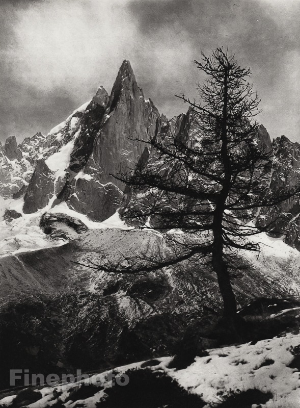 1927 Original FRANCE Aiguille du Dru Mont Blanc Mountain Photo Art By HURLIMANN