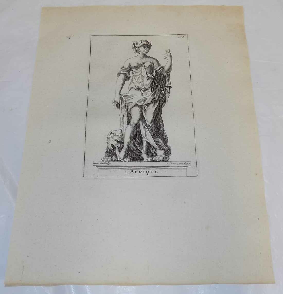 1695 Antique Statue Print///L’AFRIQUE, from Mythology
