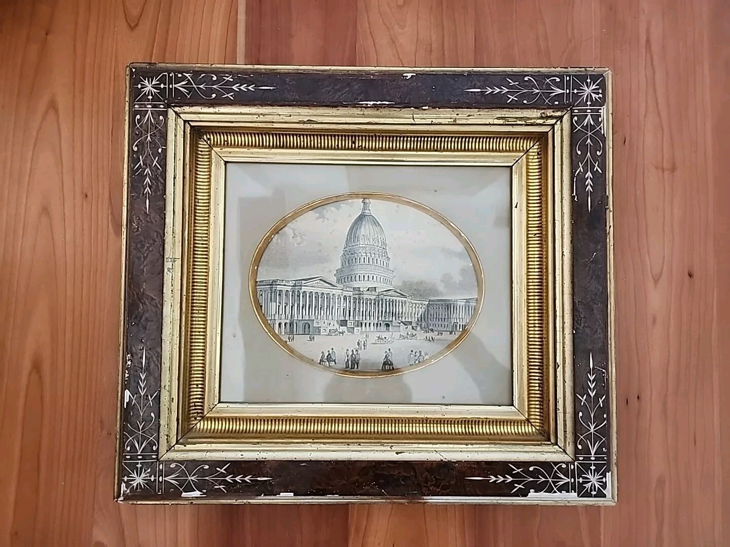 Vintage CONGRESS ANTIQUE CIVIL WAR LITHOGRAPH Aesthetic EASTAKE Gilded Frame