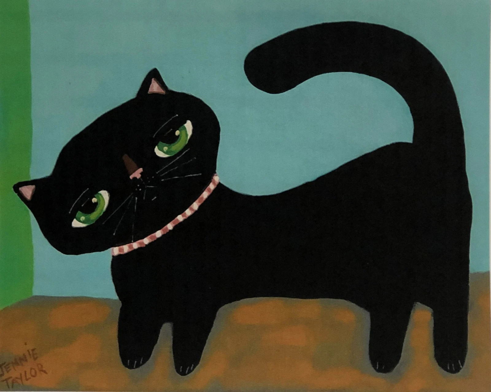 Art PRINTS, 8 x 10, Wall Art, Folk Art, Black Cat Art Print, Naive, Outsider Art