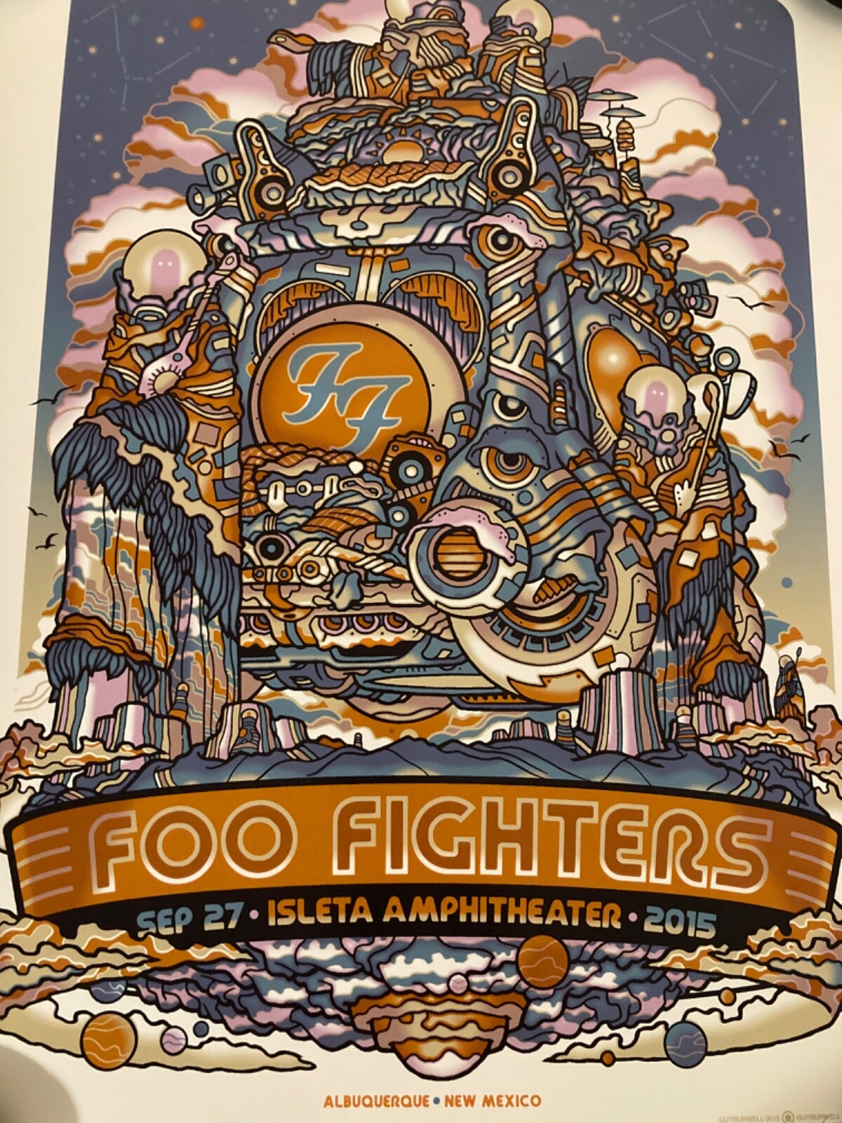 Foo Fighters Official Poster Albuquerque NM 2015 Artist Proof Guy Burwell S/N