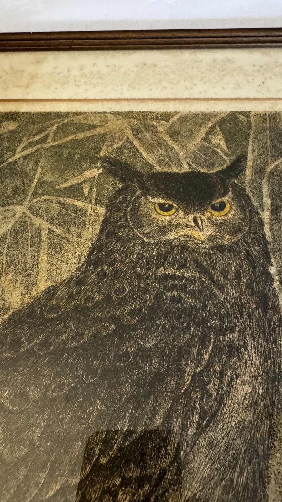 YUKIO KATSUDA SILKSCREEN Horned OWL JAPANESE SIGNED LIMITED MODERNIST no.124RARE