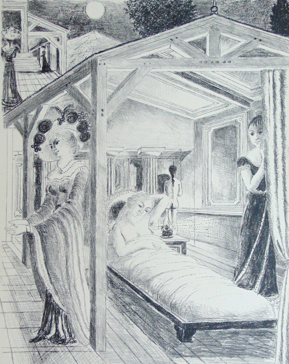 PAUL DELVAUX Hand Signed Lithograph 1966 Surrealism Belgian