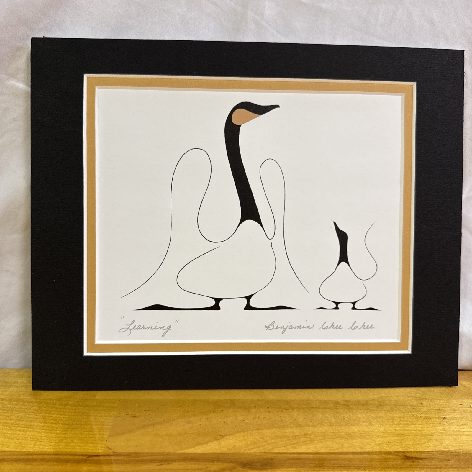 Benjamin Chee Chee Print “Learning’ Matted 10″ Long x 8” High in VGC