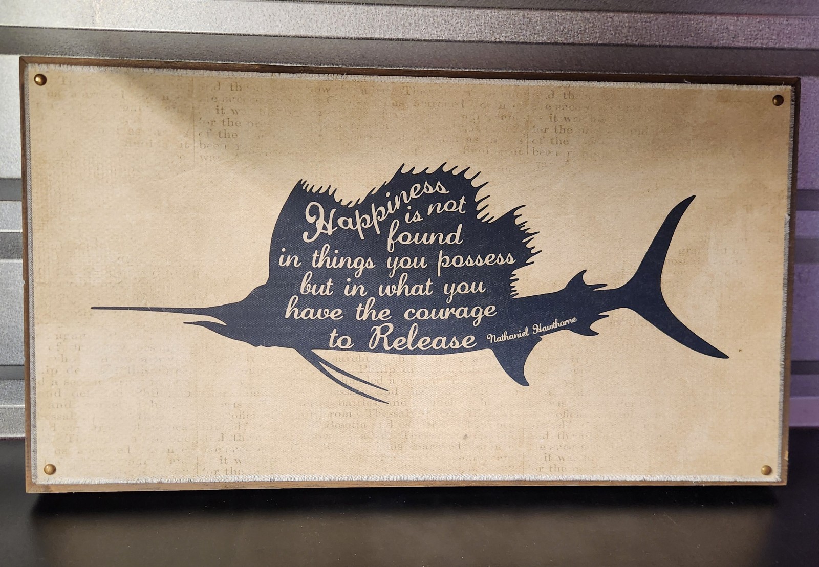 Framed Art Sailfish “Happiness” Quote