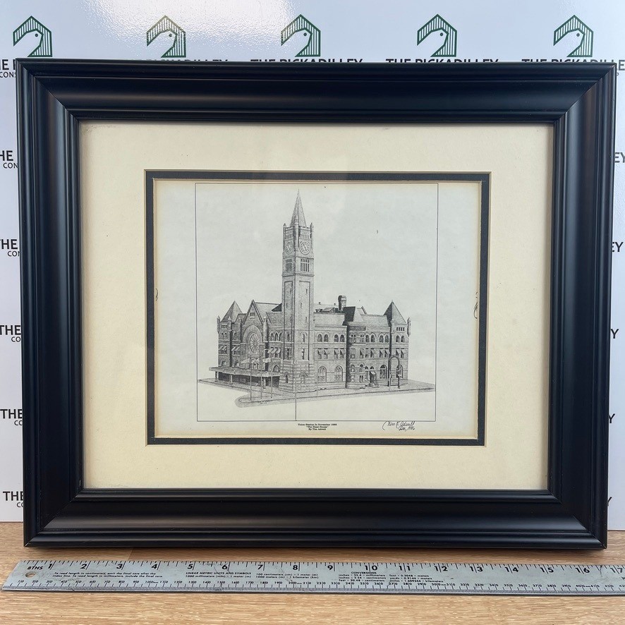 Union Station Indiana 1888 Tim Adwell Framed Art Sketch 16×14