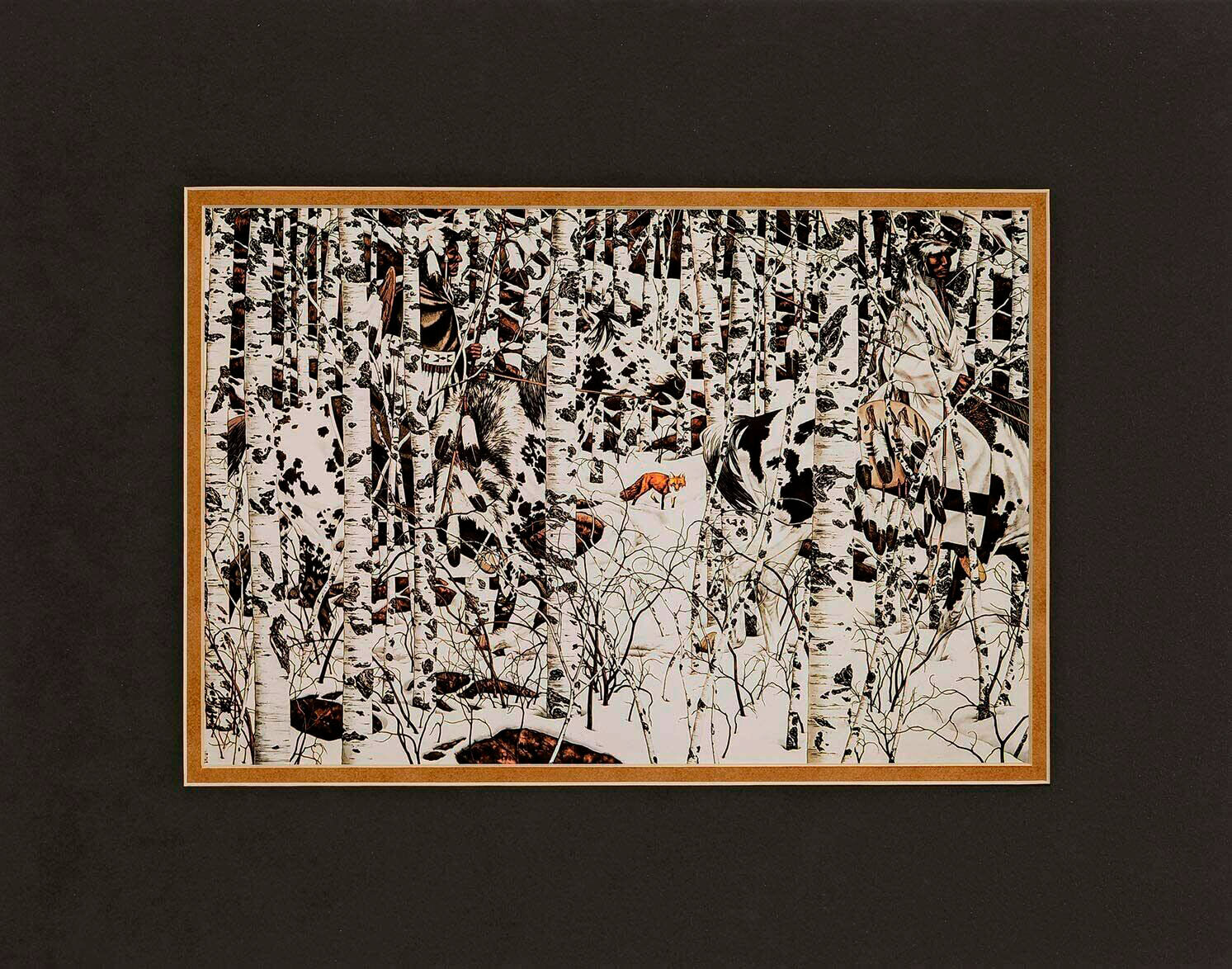 Bev Doolittle Woodland Encounter Matted Print fits a standard 11×14 ready frame