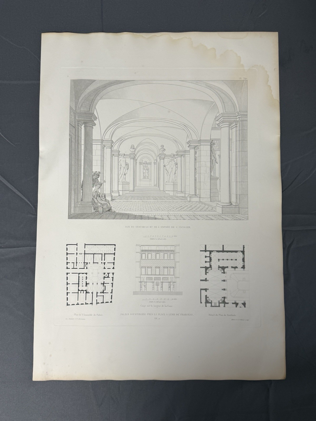 Antique Architectural Engraving Rome Palais Giustiniani Plan Borromini 15×22