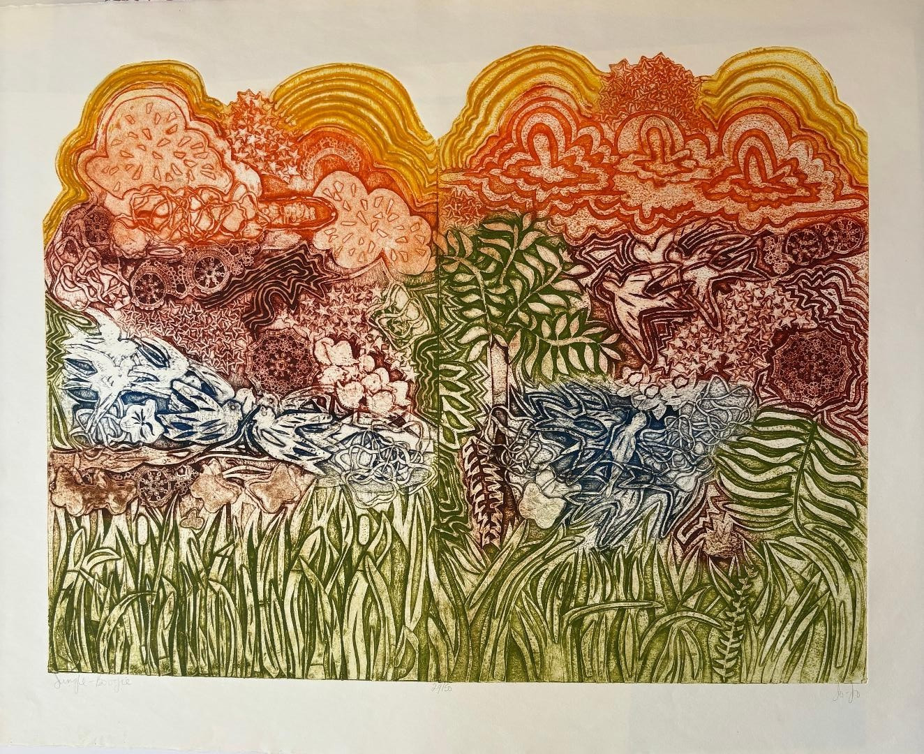 OOAK Jungle Boogie Original Painting Art Limited 29/50 Signed Etching 33×24