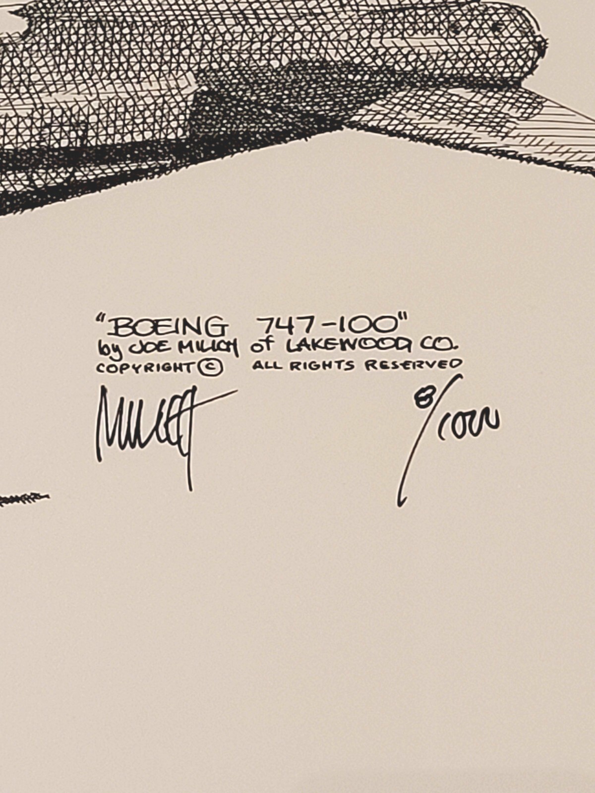 Vintage Pan American Airlines Boeing 747-100 Ltd. Ed. Signed Lithograph #8/1000