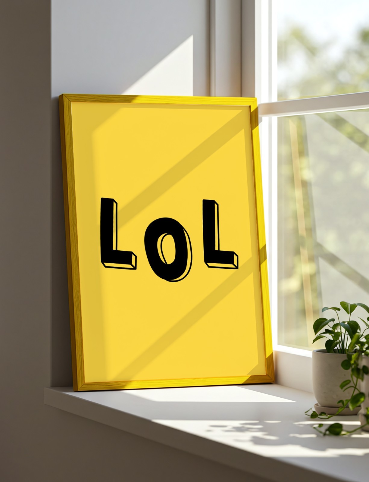 LOL Print | Funny Bold Typography Wall Art | Yellow Black Humour Poster