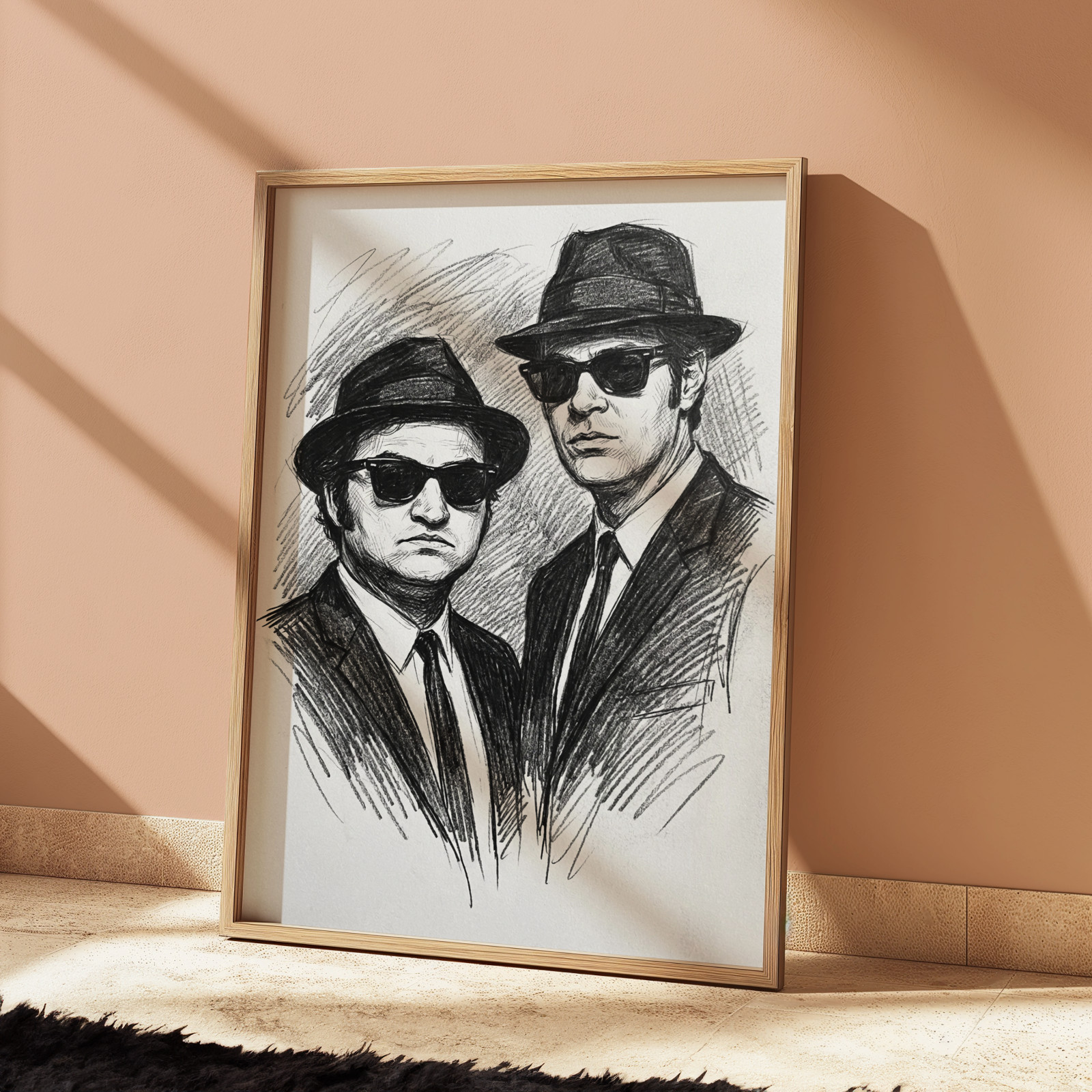 BLUES BROTHERS DRAWING PRINT PORTRAIT SKETCH 8″ x 10″ BLUES BROTHERS WALL ART