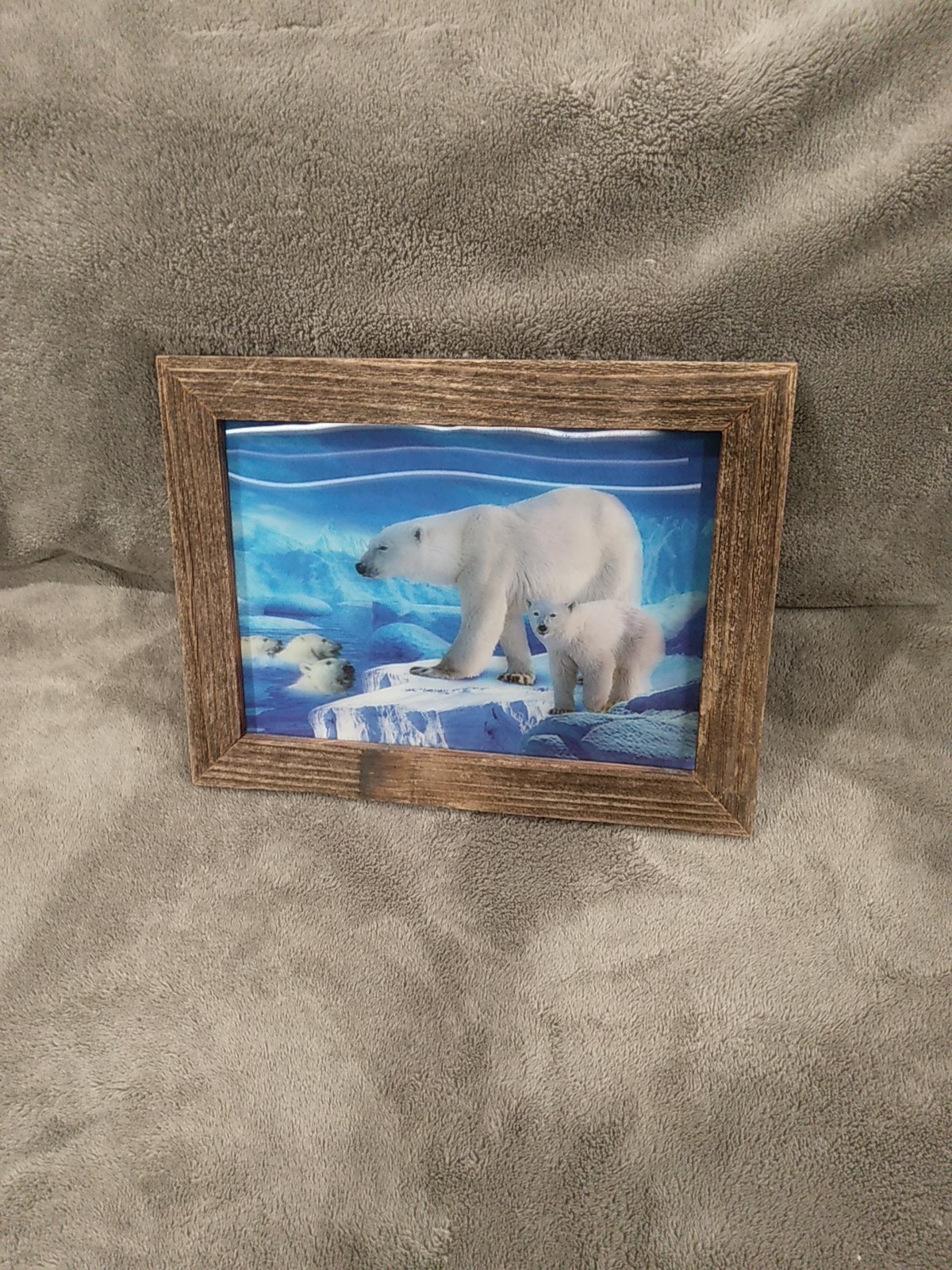 Framed Polar Bear Landscape Art Print Arctic Animals Nature Medium HOLOGRAPHIC