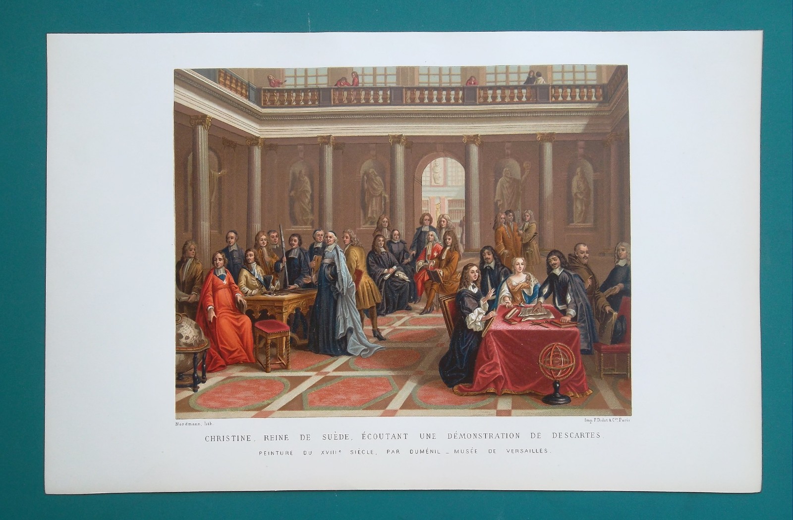 CHRISTINE 19 yr Queen of Sweden Geometry Lesson by Descartes – 1882 COLOR Print