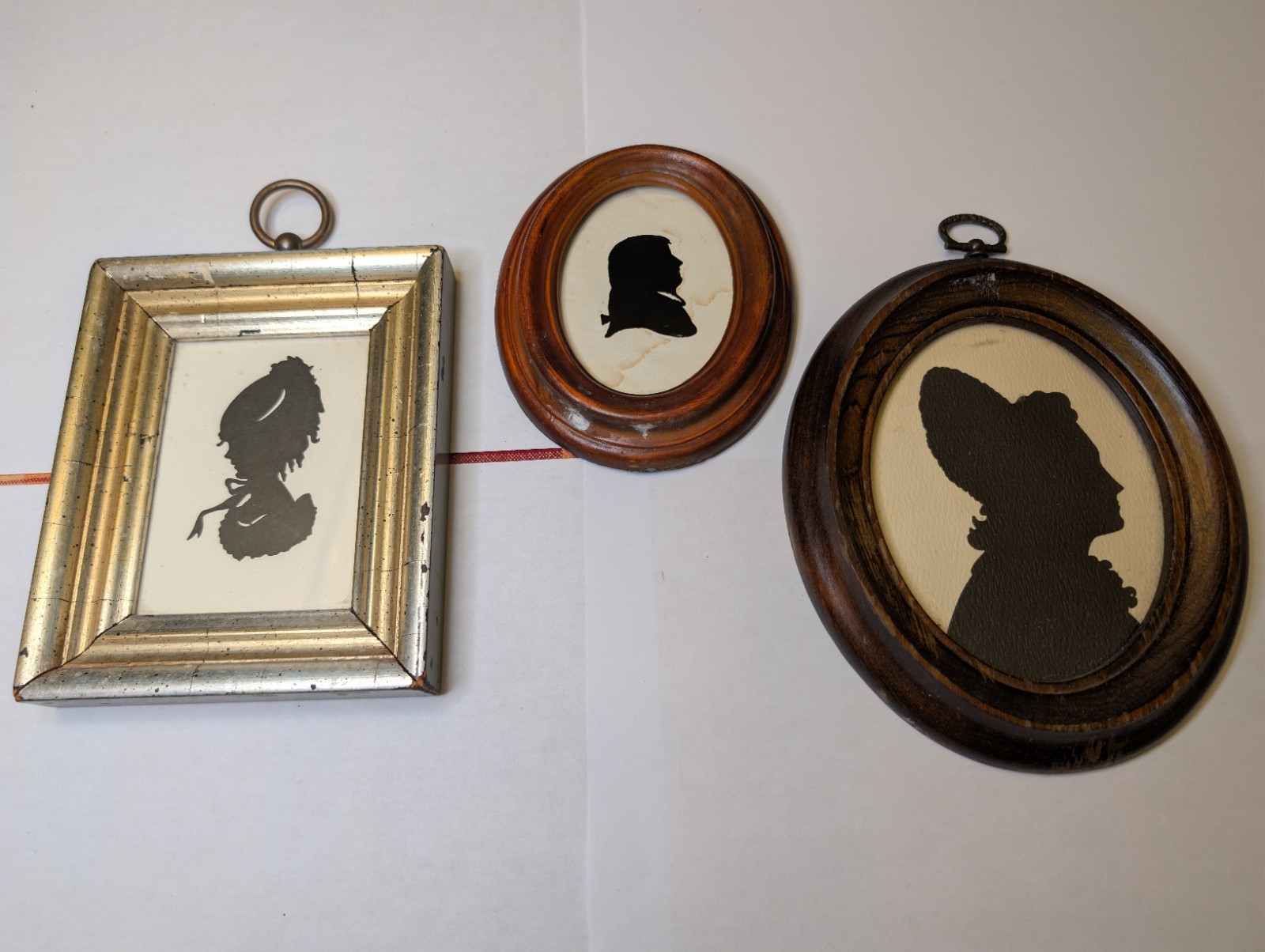 Vintage Framed Silhouette Art Wall Decor Lot of 3 Basketville Vermont Colonial