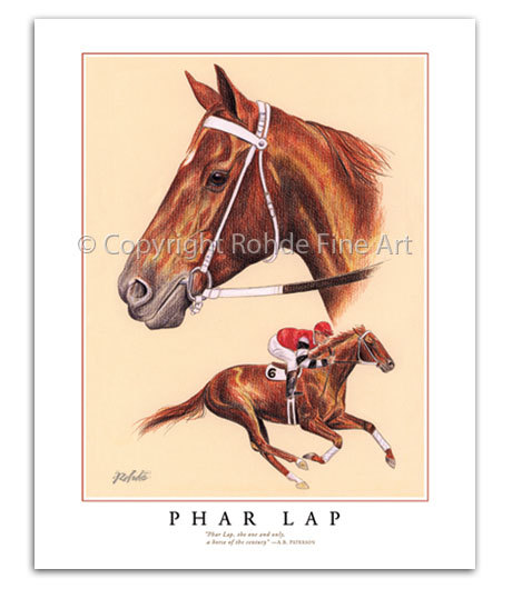 PHAR LAP horse racing racehorse LIMITED EDITION ART PRINT Australia Thoroughbred