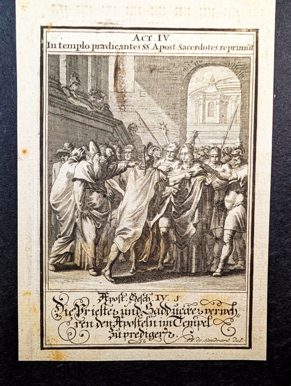 1695 copperplate engraving. Preaching ban in temple. Christoph Weigel: