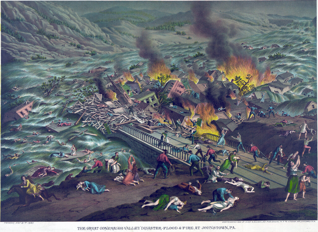 Kurz Allison Battle – Conemaugh Valley Disaster Dam Break Flood 13 x 19″ Repro