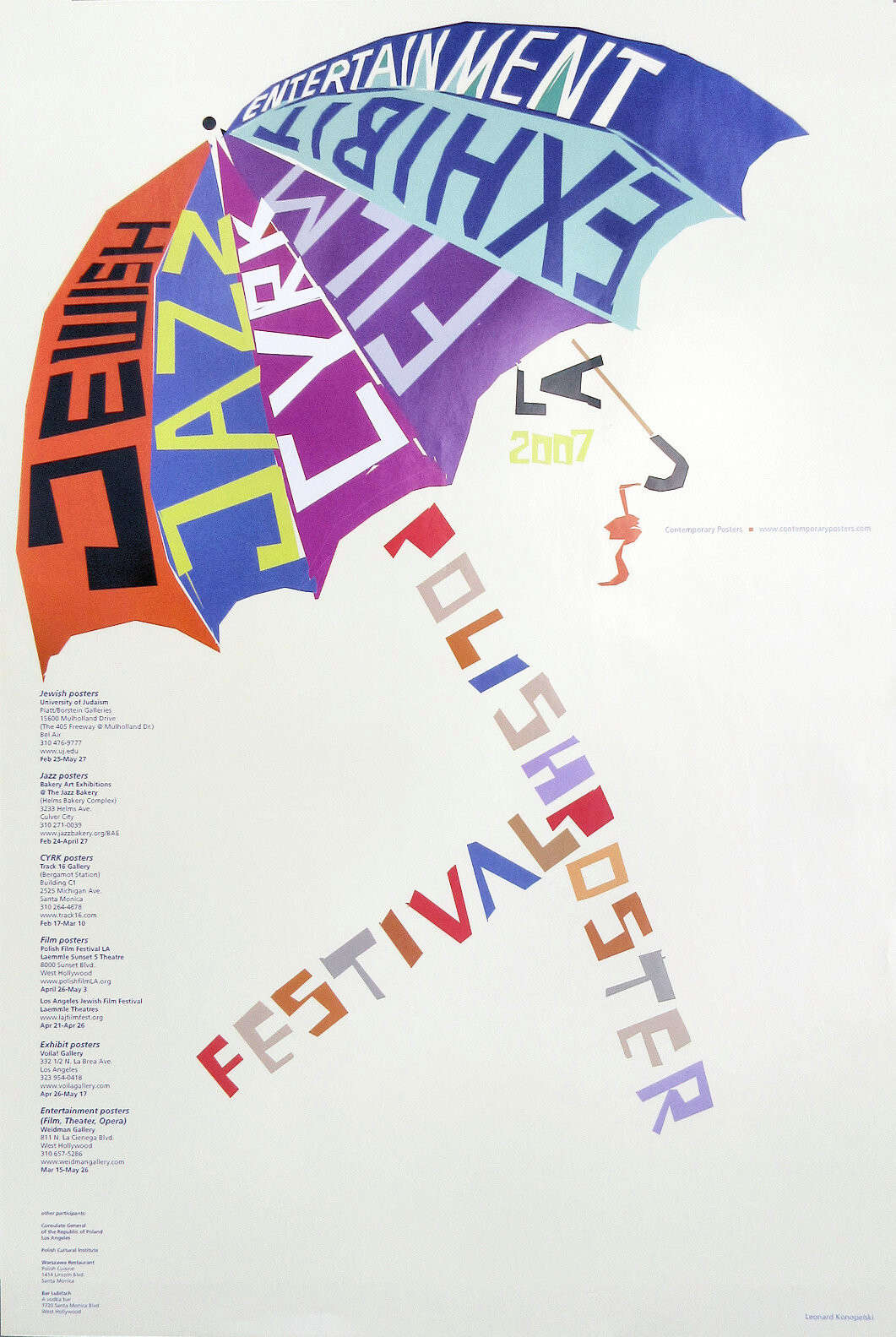 Polish Poster Festival Leonard Konopelski Jewish Jazz 2007 Poster 36 x 24