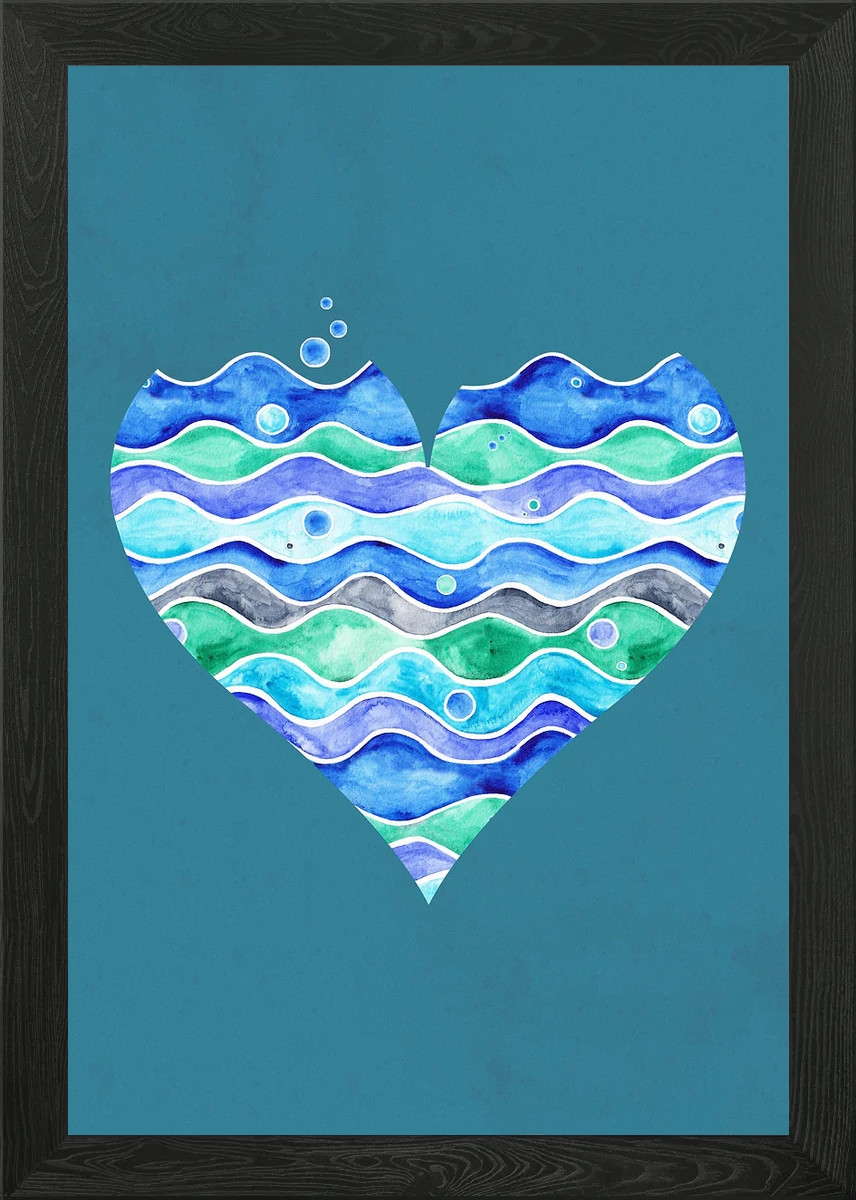 A Sea of Love (blue)A watercolor de Framed Wall Art Poster Canvas Print Picture