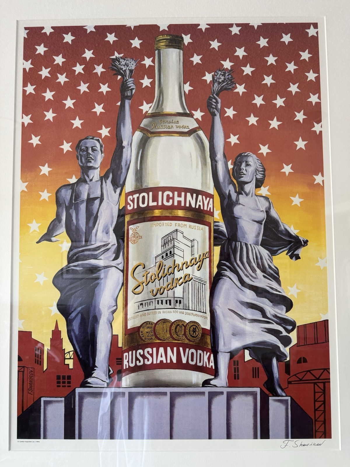 Stolichnaya Vodka Pop Art Framed Signed Print by F. Sharikov 1994