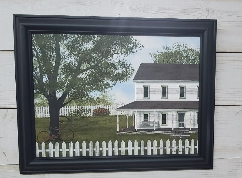 Billy Jacobs “Green Green Grass of Home’ house flags Framed 12×16 wall picture
