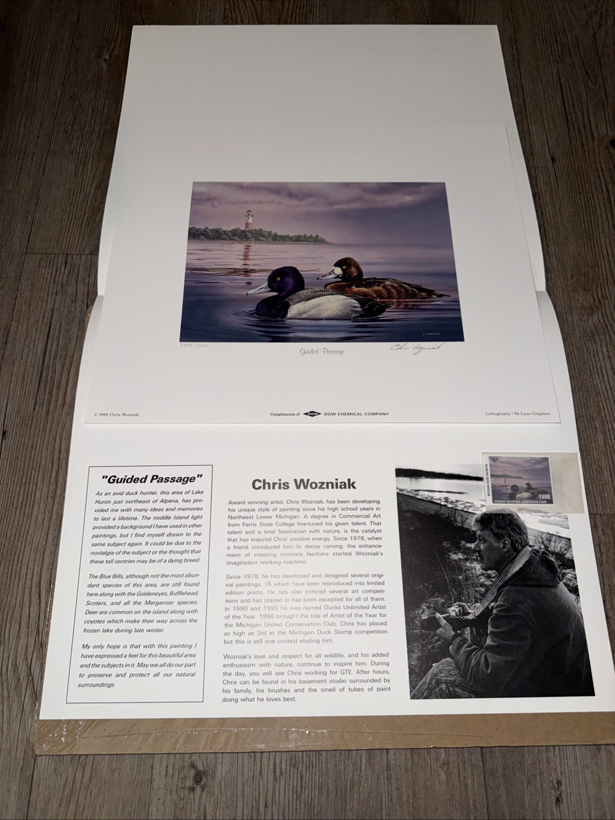 Ducks Unlimited Art Print & $5 Stamp Signed Chris Wozniak 1998 Guided Passage