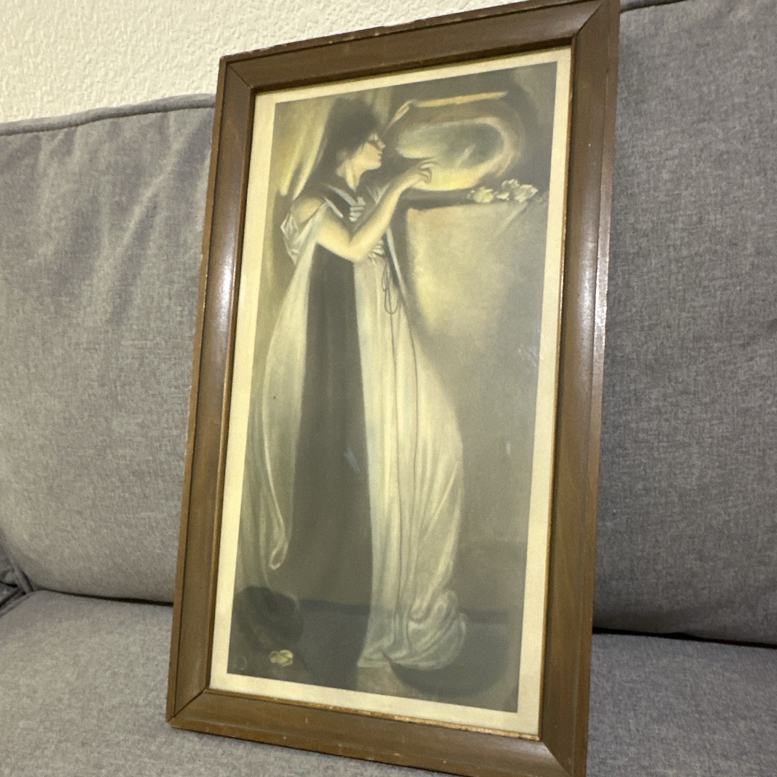 Framed Matted Woman Portrait Art Print Paper/Wood 23×9 Single Piece